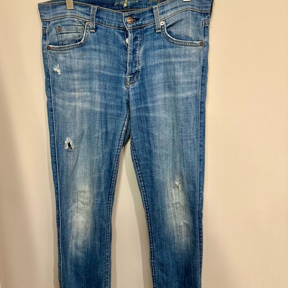 7 For All Mankind Denim - 7 For All Mankind Women's Blue Boyfriend Jeans